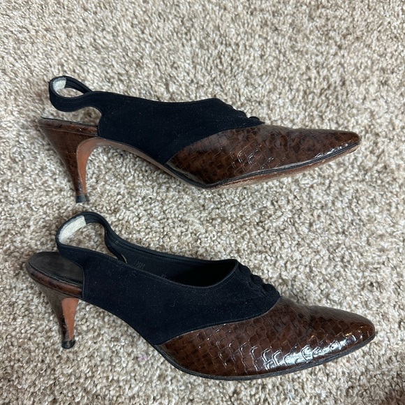 Elegant Brown Slingback Women's Shoes vintage size 7 - Picture 3 of 9